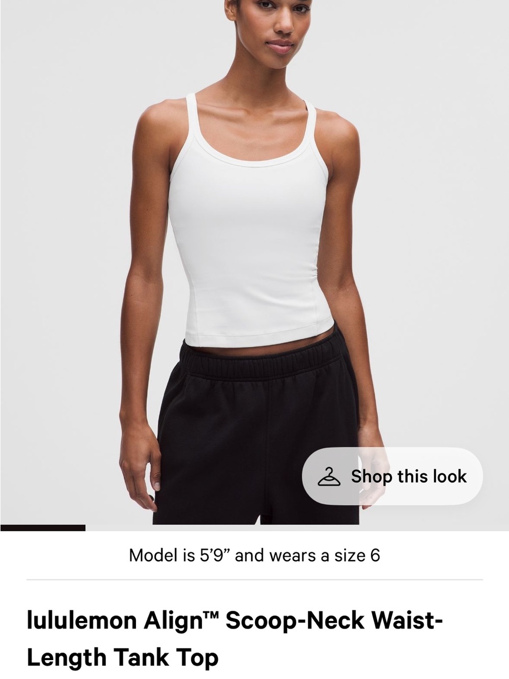 Lululemon Align™ Scoop-Neck Waist-Length Tank Top white size 6
